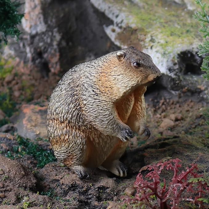 3PCS Groundhog Figurine Groundhog Sculpture Groundhog Model Animal Model Home Decoration Outdoor Garden Statue