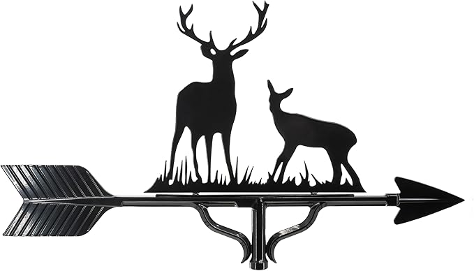 Montague Metal Products Buck and Doe Weathervane - 14 Ornament Colors Available - Roof Mount Included (4 to Choose from) - Deer Weathervane - Hunter Gift Ideas