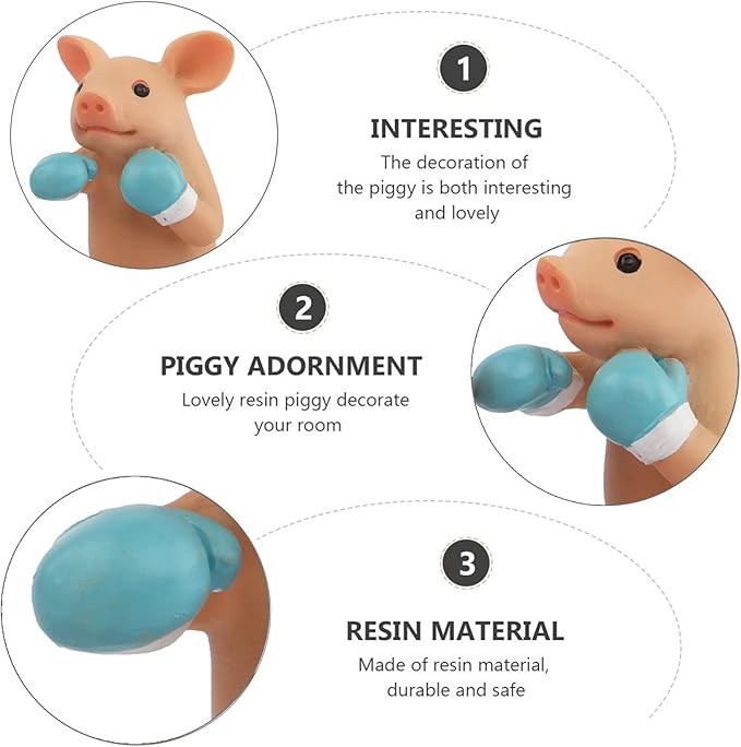 Pig Statue Mini Pig Figurine, Resin Home Decor, Lucky Animal Garden Statue for Micro Landscape (Pig Boxer)