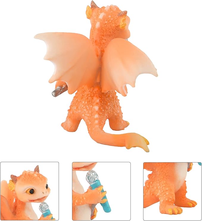 Mini Dragon Figurine, Resin Home Decor, Cute Ornaments, Lucky Animal Garden Statue for Micro Landscape