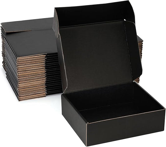 Small Shipping Boxes 8x5x2 Inch (25 Pack) - Sturdy Black Corrugated Cardboard Boxes for Small Business, Ecommerce, Mailing & Packaging | Recyclable Gift & Storage Boxes