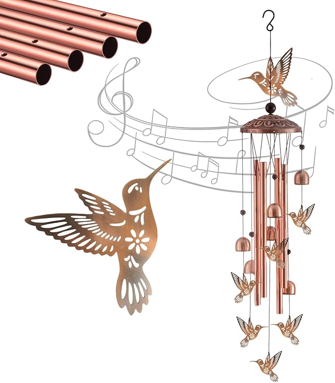 Hummingbird Wind Chimes for Outside, Gifts for Women/Men, Metal Windchimes for Outdoor Garden Decor Yard Decor Birthday Gifts Memorial Gift Housewarming Gift