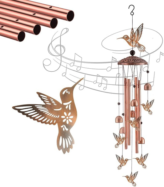 Hummingbird Wind Chimes for Outside, Gifts for Women/Men, Metal Windchimes for Outdoor Garden Decor Yard Decor Birthday Gifts Memorial Gift Housewarming Gift