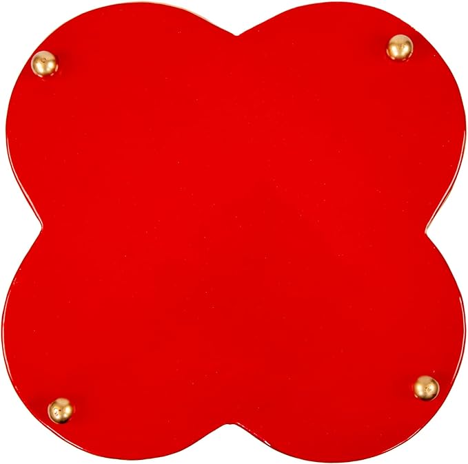 Jaye's Studio Mattie Quatrefoil Planter with Gold Trim, Metal Cachepot Planter, Decorative Flower Pots, Indoor Plant Pots for Living Room, Bedroom, Kitchen, Office, Clover Decor (Red, 5x8)