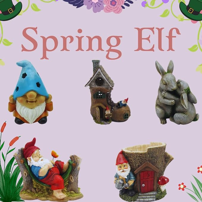Comfy Hour Seed Soil and Yard Collection Resin Garden Gnome Sleeping On Stump Dwarf Figurine, Outdoor Decor
