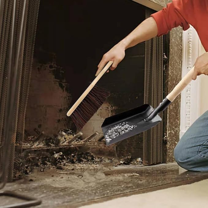 GANAZONO Coal Hand Shovel Fireplace Shovel Metal Ash with Wooden Handle Fireplace Scoop Coal Gardening for Wood Stove Hearth Cleaning Trowel