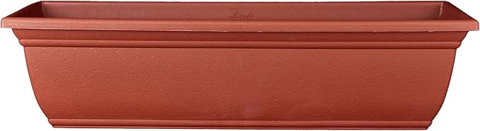 The HC Companies 24 Inch Mojave Window Planter Box with Drainage Holes, Lightweight UV-Resistant Plastic Outdoor Planters, 2-Pack Flower Box for Garden & Home Decor, Brick Red