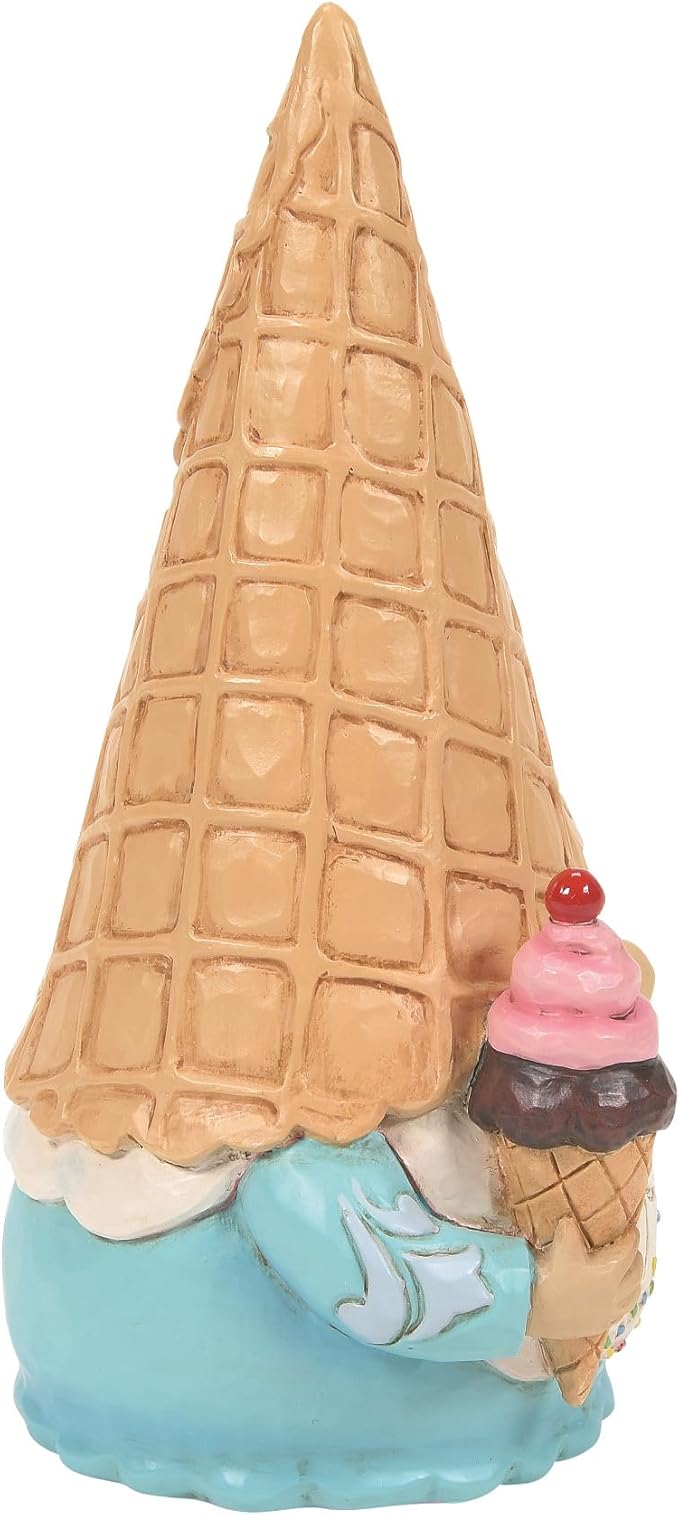 Enesco Jim Shore Heartwood Creek Ice Cream Soft Serve Gnome Figurine- Stone Resin Hand Painted Crafted Collectible Decorative Gnomes Figurines Summer Home Decor Statue, 6.3 Inch