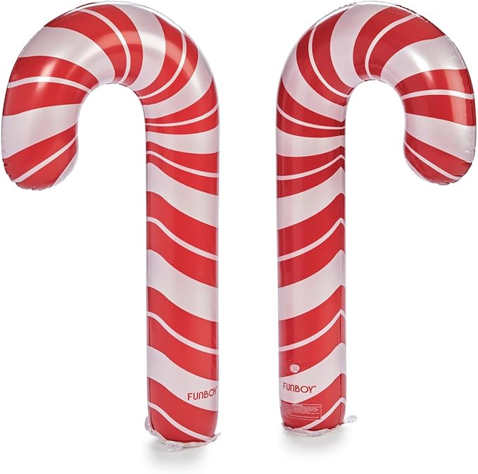 FUNBOY Oversized Inflatable Light-up Holiday Candy Canes with Remote-Control LED Lights (Set of 2) – Christmas Decorations