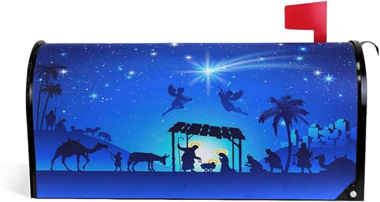 ALAZA Christmas Nativity Scene Magnetic Mailbox Cover MailWraps Garden Yard Home Decor for Outside Standard Size-18"x 20.8"