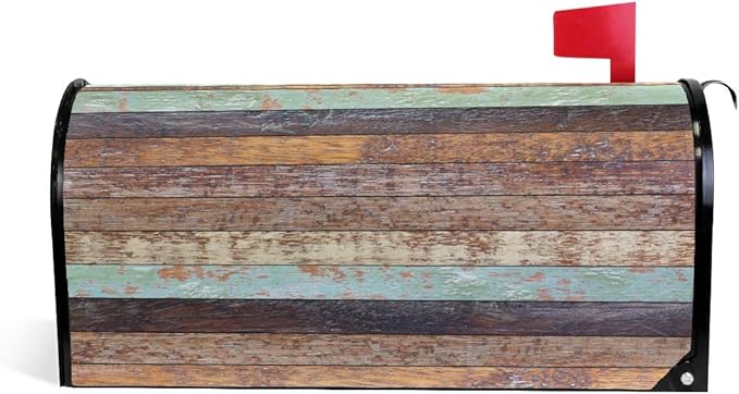 ALAZA Vintage Old Wood Texture Plank Grunge Magnetic Mailbox Cover MailWraps Garden Yard Home Decor for Outside Oversized-25.5" x20.8"