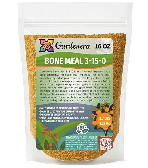 𝐁𝐄𝐒𝐓𝐒𝐄𝐋𝐋𝐄𝐑 Organic Bone Meal Fertilizer by Gardenera (4-12-0 NPK) All-Natural Plant Food Source of Nitrogen and Phosphorus for Bulbs, Gardens, Potted Plants, Trees, and Shrubs [16 OZ]