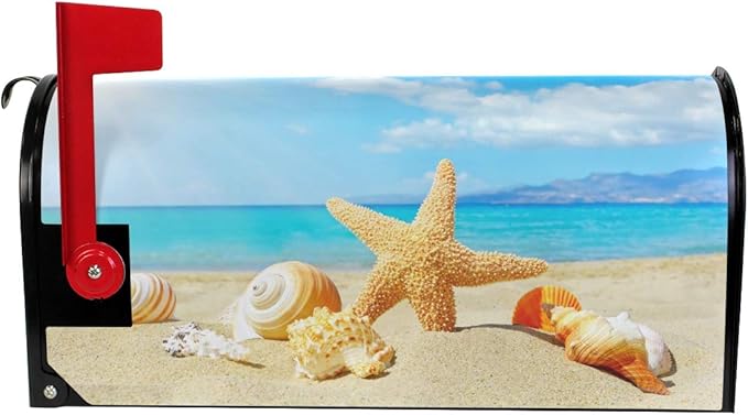 ALAZA Summer Beach with Starfish and Shells Magnetic Mailbox Cover MailWraps Garden Yard Home Decor for Outside Standard Size-18"x 20.8"