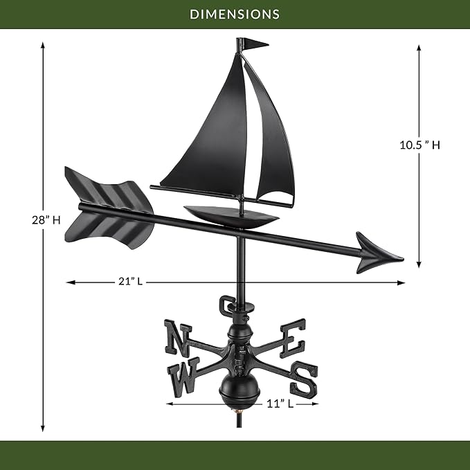 Good Directions Sailboat Weathervane with Gvarden Pole