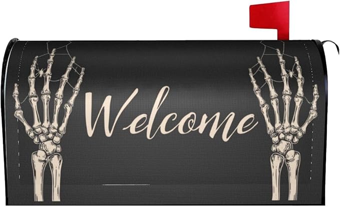 Halloween Skull Mailbox Covers Magnetic Letterbox Covers 21x18 Inch for Garden Outdoor Decoration