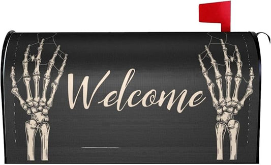 Halloween Skull Mailbox Covers Magnetic Letterbox Covers 21x18 Inch for Garden Outdoor Decoration