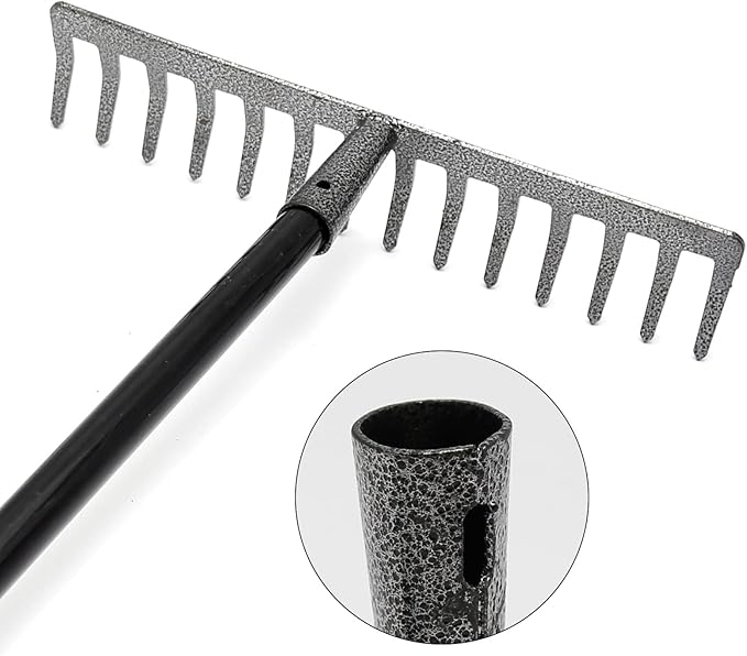 Rake Head Replacement, Heavy Duty Metal Rakes for Lawns, Rake Head Only Without Handle for DIY Gardening Tool. (14-Tines 0.9Lb)