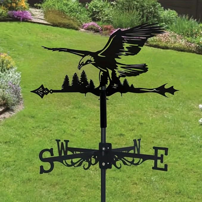 Metal Weather Vane Retro Wind Direction Indicator Eagle Series Weathercock for Farm Roof Mount Courtyard Farmhouse Garden Decor (Eagle C)