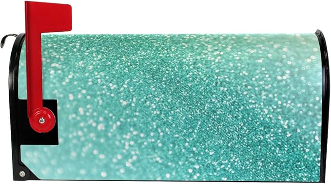 ALAZA Turquoise Glitter Magnetic Mailbox Cover Standard Size for Garden Yard Outdoor Decorations-18 x 20.8"