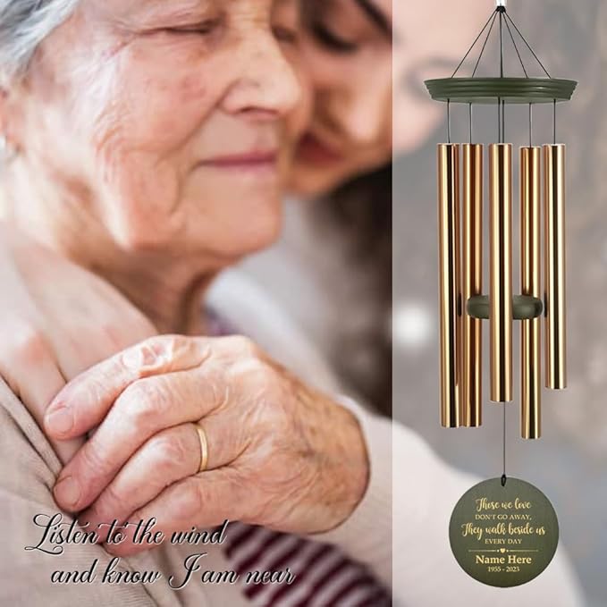 ASTARIN Wind Chimes Outdoor for The Loss of Mom Dad, Personalized Customized WindChimes for Loss of Loved One, Memorial Wind Chime as Sympathy Gift, Home Garden Patio Décor, 36''(Produced in USA)