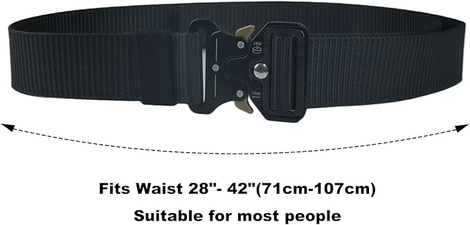 Tactical Belt, Military Hiking Rigger 1.5" Nylon Web Work Belt with Heavy Duty Quick Release Metal Buckle