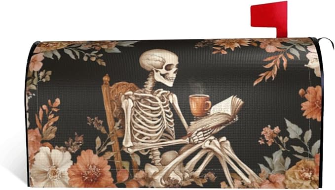 DADABULIU Mailbox Covers Skull Flower Book Boho Magnetic Letter Post Box Cover Standard Size 25.5 x 21 Inch Garden Yard Home Decorative