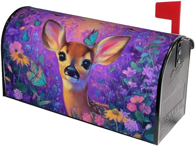 Deer Mailbox Covers Magnetic Letterbox Covers 21x18 Inch for Garden Outdoor Decoration
