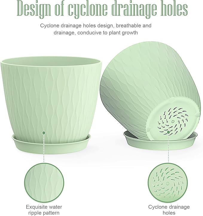 6 Inch Plant Pots, 6 Pack Flower Pots for Indoor and Outdoor Use, Planters with Drainage Holes and Saucers, Colorful