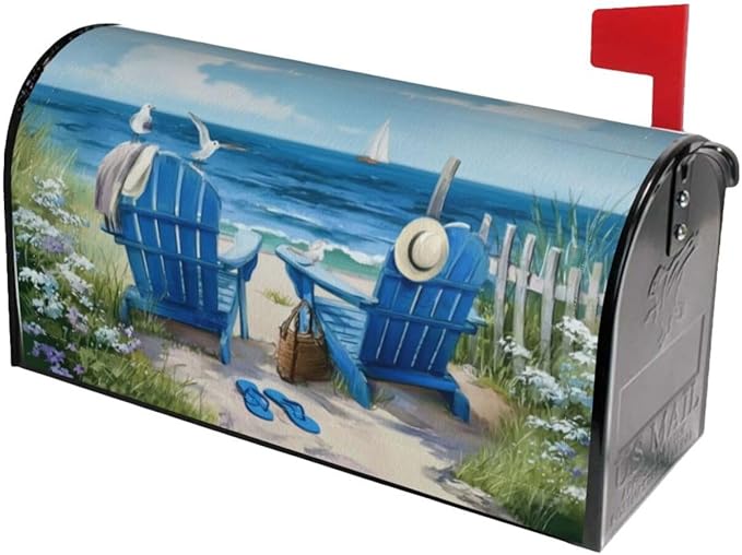 Spring Summer Beach Mailbox Covers Magnetic Letterbox Covers 21x18 Inch for Garden Outdoor Decoration
