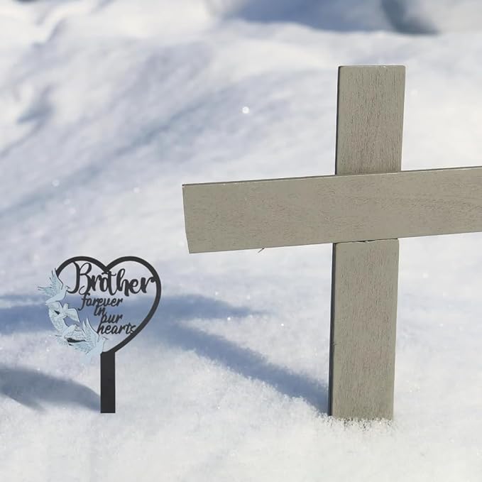 HPMAISON 11 inch Metal Brother Memorial Stake Grave Decorations for Cemetery Gravesite Sympathy Markers Waterproof Memorial Gifts for Loss of Brother Tombstones Plaque Outdoors Lawn Yard Decor