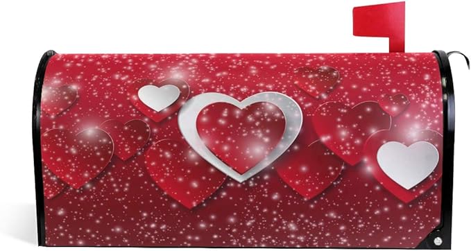 ALAZA Red Valentines Day Heart Magnetic Mailbox Cover MailWraps Garden Yard Home Decor for Outside Oversized-25.5" x20.8"