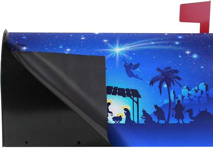 ALAZA Christmas Nativity Scene Magnetic Mailbox Cover MailWraps Garden Yard Home Decor for Outside Standard Size-18"x 20.8"