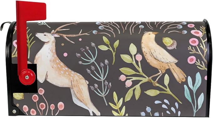 ALAZA Deer in Forest Magnetic Magnetic Mailbox Cover Standard Size for Garden Yard Outdoor Decorations-18 x 20.8"