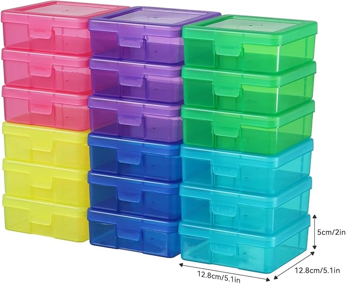 novelinks 18 Pack Small Plastic Storage Containers Color Arts & Crafts Storage Boxes & Organizers Stackable Small Containers With Lids For Organizin (Set 2)