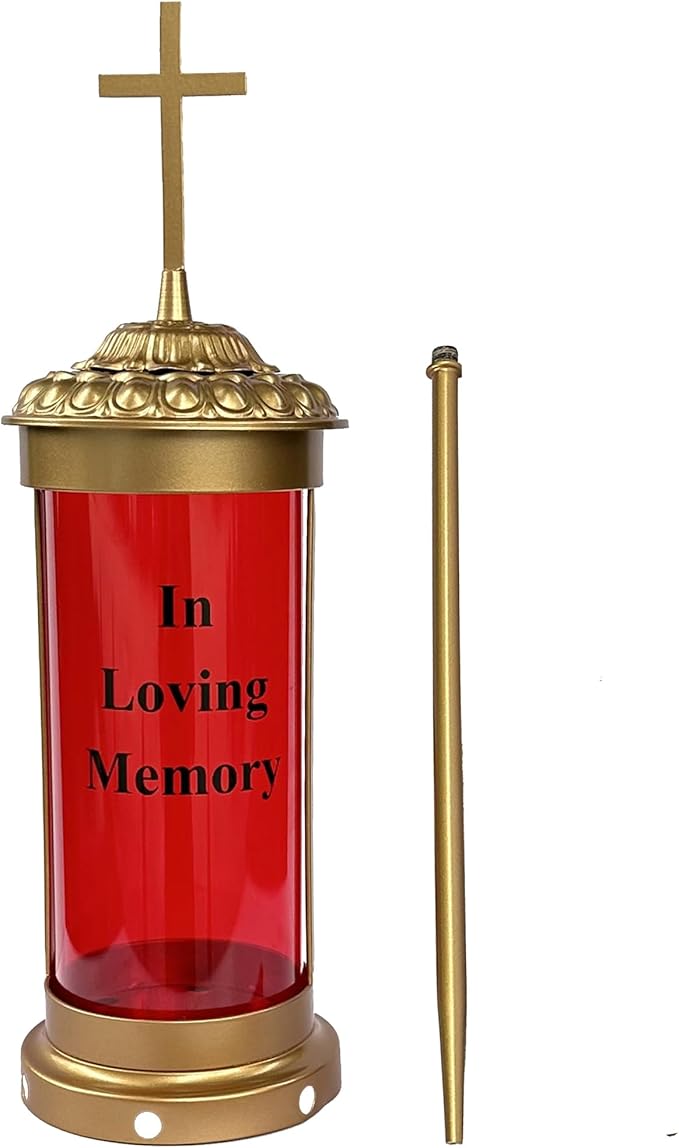 Generic Gravesite Decorations for Cemetery with Eternal Light Memorial Lanterns for Halloween Candle Light Decorations with Stakes and Cross