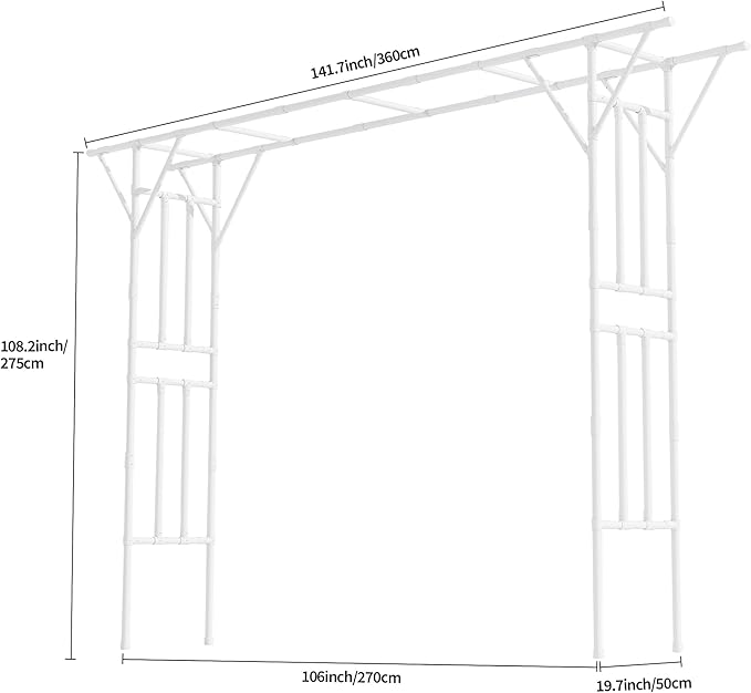 Flat Top Garden Arch, Extra Large Arbor Trellis 11FT x 9FT Metal Garden Frame Trellis for Backyard, Lawn, Archway, Wedding Decoration