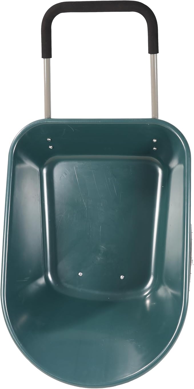 Red Metal Wheelbarrow, Easy Loading and Dumping Garden Cart with Steel Tray, Durable Heavy Duty Utility Trolley for Transporting, Soil, Sand (Green, 15 inch Inflation 2 Wheels)