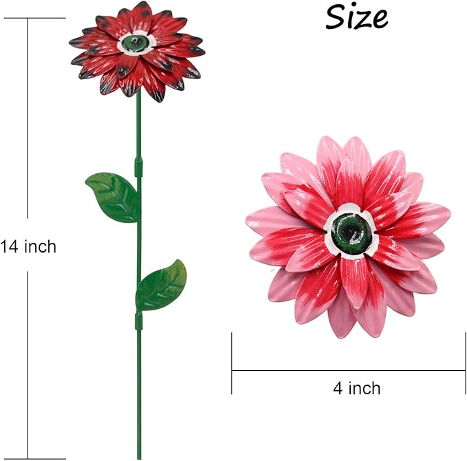 7Pcs/Set Metal Flower Garden Stakes,Metal Eyes Flowers Outdoor Decor Stake Yard Art Decoration,Garden Plant Stick Spring Patio (C)