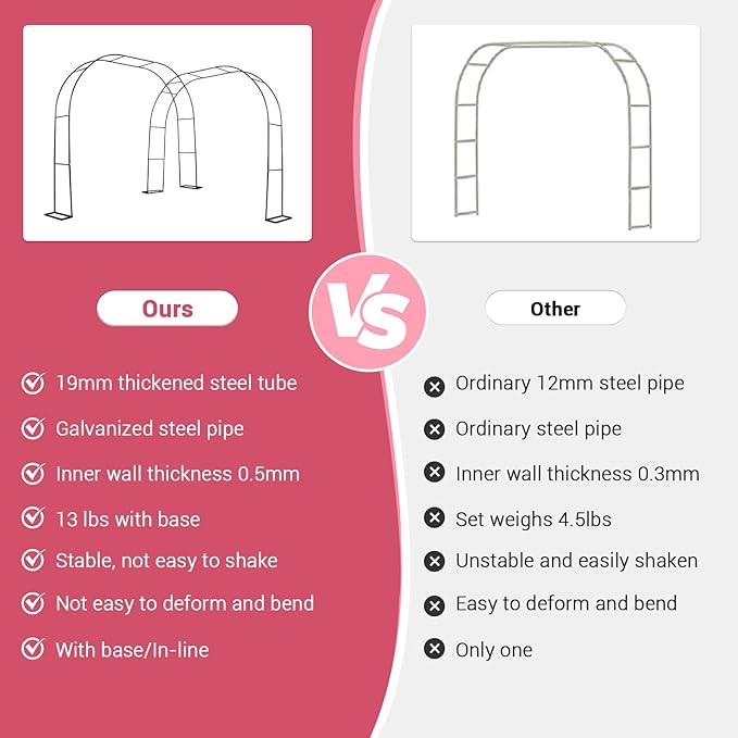 Gigicloud 9.8ft x7.2ft Garden Arch Arbor, Garden Trellis for Climbing Plants Metal Pergola Arbor Wedding Arches for Ceremony for Wedding Ceremony Party Rose Lawn Courtyard Patio Black