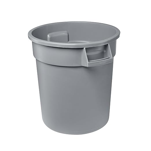 Feed and Seed Storage Container, 20 Gallon Gray Round Commercial Trash Can/Ingredient Bin, Food Storage Plastic Bin, Use in Agricultural, Gardening, or Household