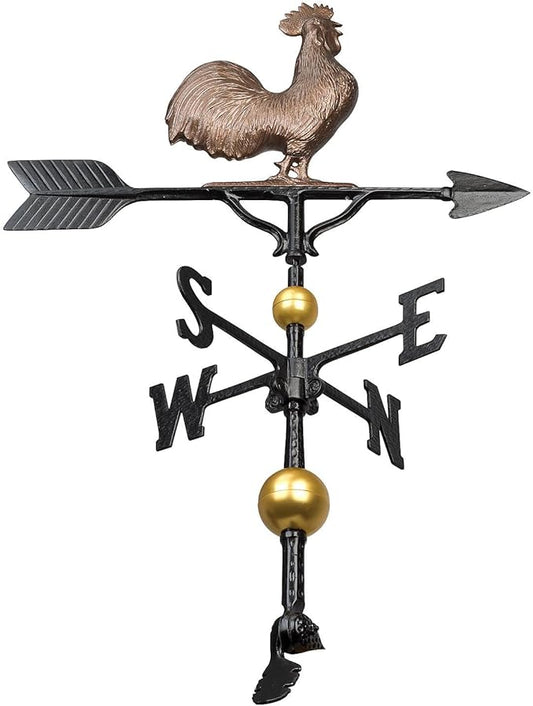 Address Number Store 32” Aluminum Deluxe 3D Rooster Weathervane 300 Series-Mount Included (Oil Rubbed Black)