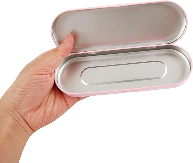 Vagocom 2pcs Metal Hinged Storage Boxes,6.89x2.36x0.71inch / 17.5x6x1.8cm Portable Empty Containers Case with Lid for Bandaid,Seed,Match,Crafts,Sewing,Home,Travel(Pink)