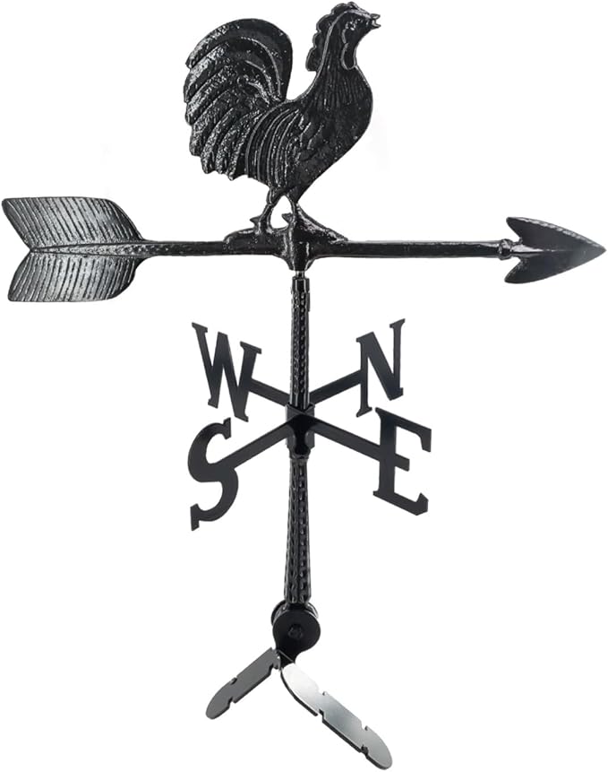 Montague Metal Products - Weathervane - Cast Aluminum Weathervane -Includes Roof Mount - 6 Colors Available (Rooster, Black)