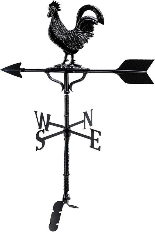 Montague Metal Products 32-Inch Weathervane with Satin Black Rooster Ornament