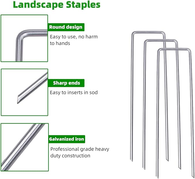 6 Inch 23 Pcs Hot-dip Galvanized U-Shaped Garden Stakes, Landscape Staples, Ground Stakes, for Decoration Weed Barrier Fabric, Irrigation Tubing, Holding Fence, Tarpaulin (22, 6 INCH)