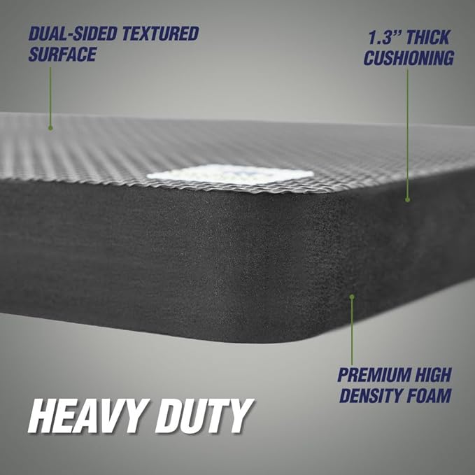Rugged Rhino Heavy Duty Patent Pending Kneeling Pad, Shock Absorbent Thick Knee Pads, Holds Up to 300 lbs, Protect Knees from Hard Concrete Surfaces, for Mechanics, Yard Gardening, Gym, Onyx Black