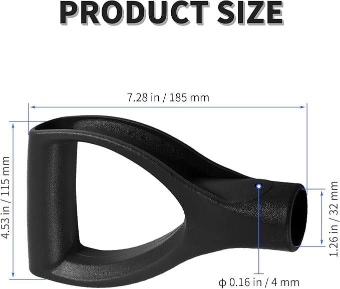 2 Pcs ID 1.26" Black Shovel D-Shaped Grip Handle,PVC Shovel D Straight Grip Handle,Plastic Spade Replacement Snow Removal Garden Accessorie Backyard Digging,7.28×4.53-in(H*T)