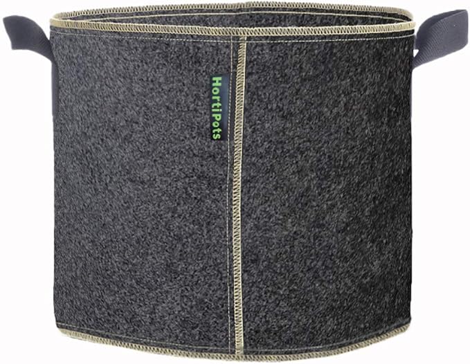 HORTIPOTS Fabric Pots 5 Gallon Non So Floppy Air Pruning Smart Grow Bags Black Gray (Pack of 10)
