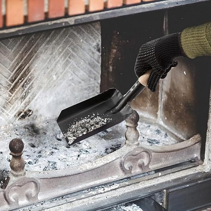 GANAZONO Coal Hand Shovel Fireplace Shovel Metal Ash with Wooden Handle Fireplace Scoop Coal Gardening for Wood Stove Hearth Cleaning Trowel