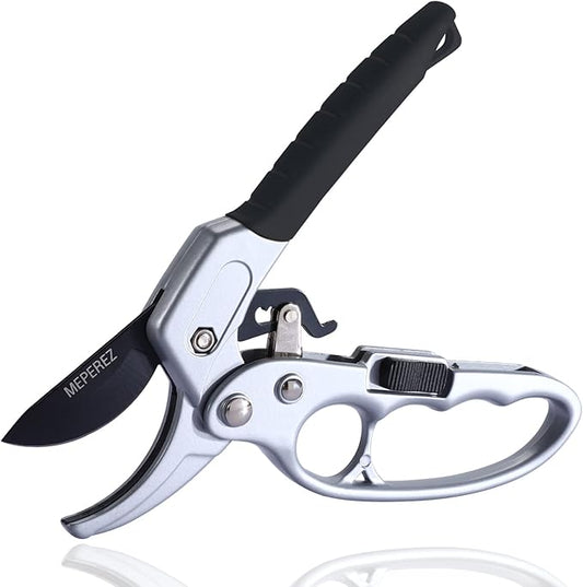 Ultra Sharp Germany Steel Pruning Shears - Cuts 3X Easier, Ergonomic Design - Weak Hand Arthritis Snips, Effortlessly 1-Inch Cut Capacity Heavy Duty Garden Scissors, Sharp Garden Clippers
